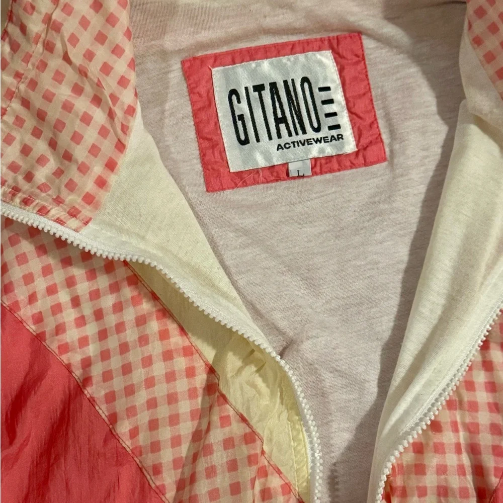 VTG 80s Windbreaker Color Block Jacket Womens LG Gitano Activewear Full Zip Pink - Picture 6 of 9